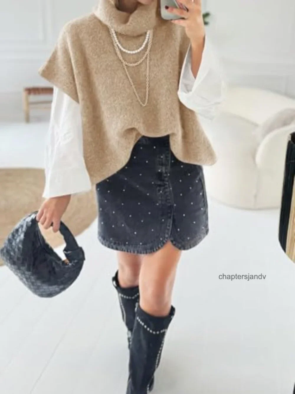 Oversized Turtleneck Sweater Short Sleeve Batwing Knit Poncho Pullover Top